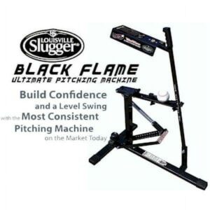 Louisville Slugger Black Flame Ultimate Pitching Machine for Baseball & Softball – Manual, Portable, Throws Up to 50 MPH, Youth & Adult Training