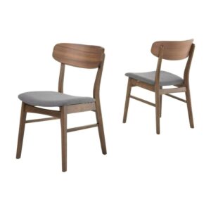 Christopher Knight Home Fabric-upholstered Wood Dining Chairs (Set of 2) by Christopher Knight Dark Gray + Walnut Walnut Finish Wood, Rubberwood