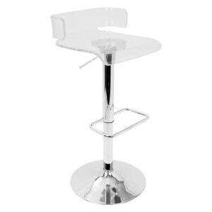 36" White and Clear Acrylic Adjustable Barstool