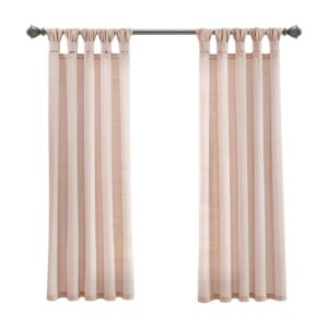 Burlap Knotted Tab Top Window Curtain Panels Light Linen 45X63 Set