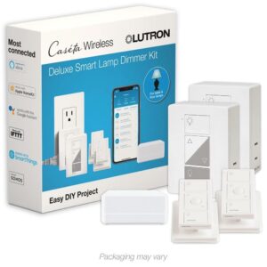 Lutron Caseta Smart Lighting Lamp Dimmer (2 Count) Starter Kit with Pedestals for Pico Remotes