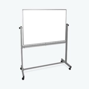 Luxor 48"W x 36"H Double-Sided Magnetic Whiteboard, Silver Aluminum Frame