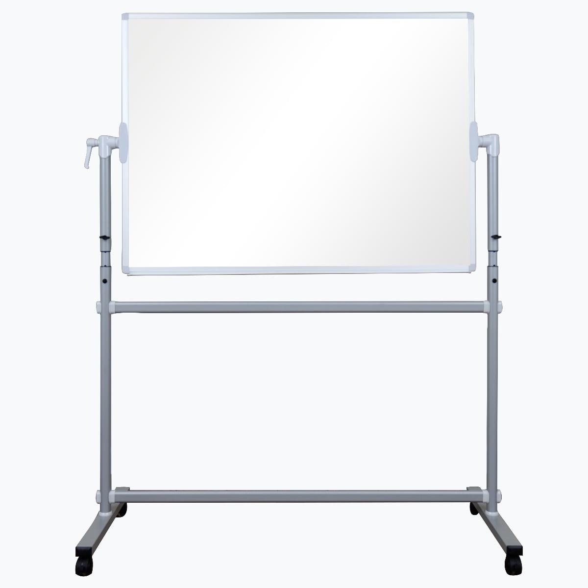 Luxor 48"W x 36"H Double-Sided Magnetic Whiteboard, Silver Aluminum Frame - Image 2