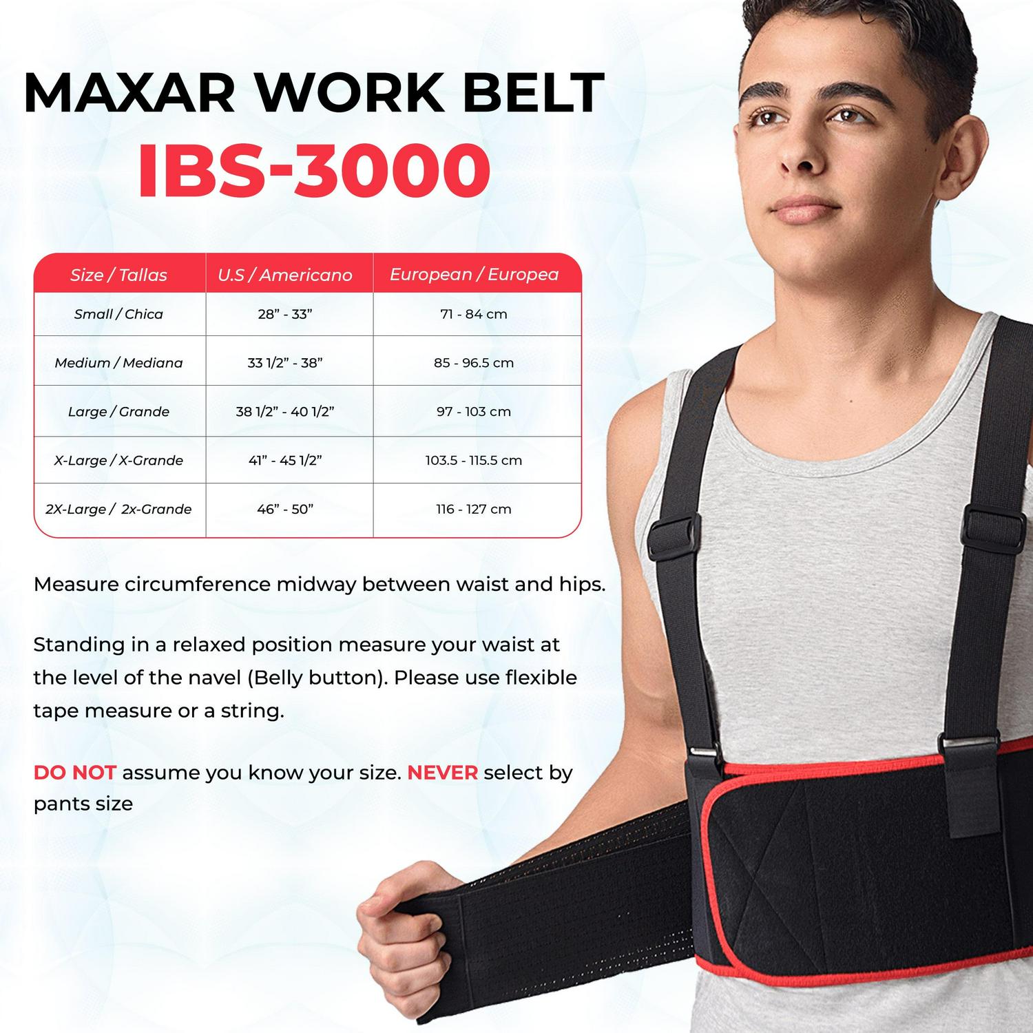 MAXAR Work Belt, Industrial Lumbosacral Support Back Brace (Deluxe) - Image 7