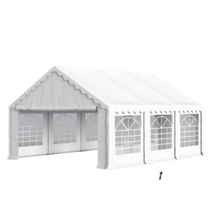 Summit Living 16' X 20' Outdoor Party Tent Heavy Duty Event Canopy Tents with 6 Removable Sidewalls White