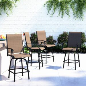 MF Studio 360-Degree Swivel Outdoor Bar Stool - Brown, 4 Pack