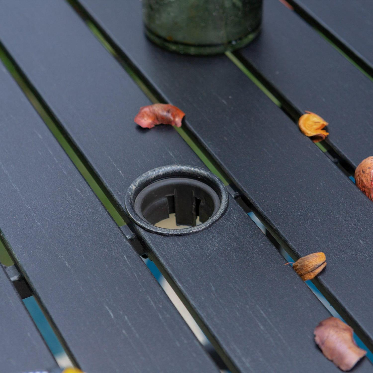 Summit Living 3-Piece Outdoor Patio Bar Stool Set with High-Back Wicker Cushioned Swivel Chairs & Counter Height Patio Dining Table, Black & Gray - Image 10