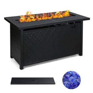 MF Studio 45" 50000BUT Propane Fire Pit Table with Lid Black
