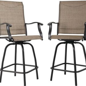 MAISON ARTS Oudoor All-weather Swivel Patio Bar Stools (Set of 2/4) - N/A Brown- Set of 2