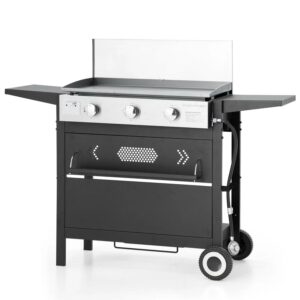 MF Studio Outdoor Griddle Propane Gas Grill 33,000 BTU Flat Top Grill with 3 Burners