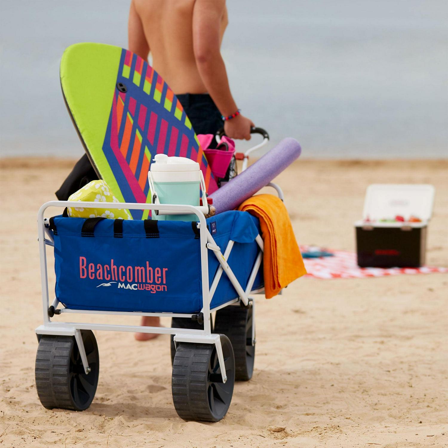 Mac Sports Collapsible Folding All Terrain Outdoor Beach Utility Wagon Cart, Blue - Image 3