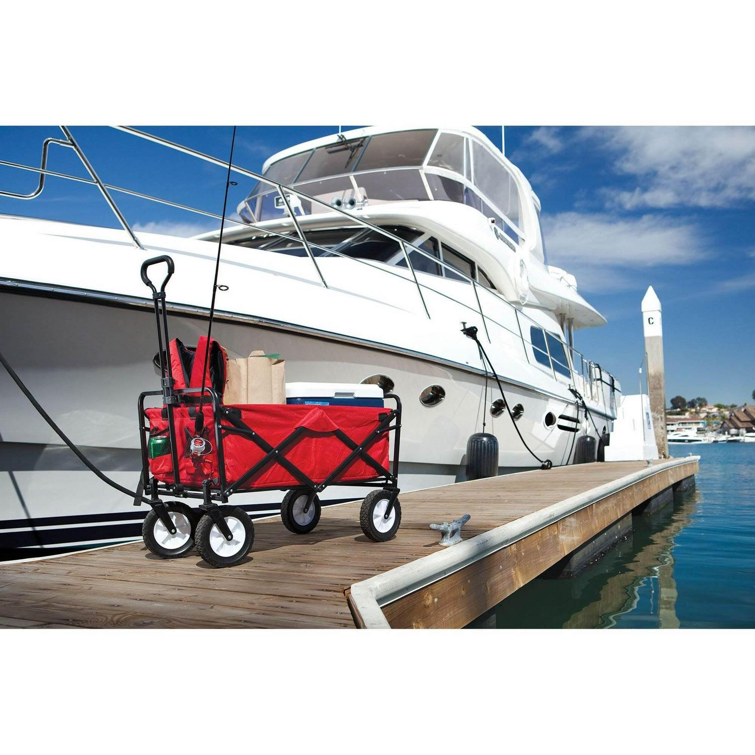 Mac Sports Collapsible Folding Outdoor Utility Garden Wagon Cart, Green - Image 7