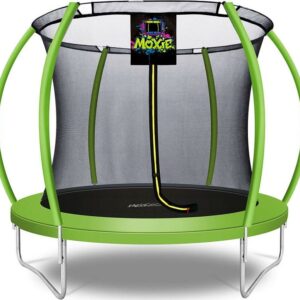 Machrus Moxie Pumpkin-Shaped Outdoor Trampoline Set with Premium Top-Ring Frame Safety Enclosure, 8 FT - Green Apple