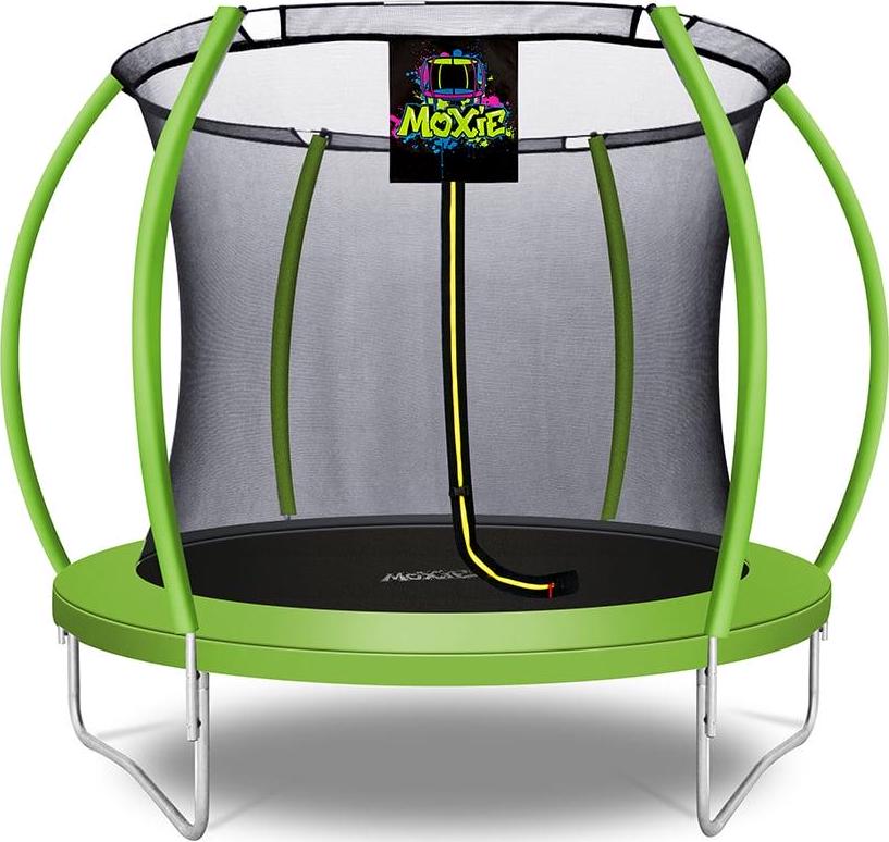Machrus Moxie Pumpkin-Shaped Outdoor Trampoline Set with Premium Top-Ring Frame Safety Enclosure, 8 FT - Green Apple
