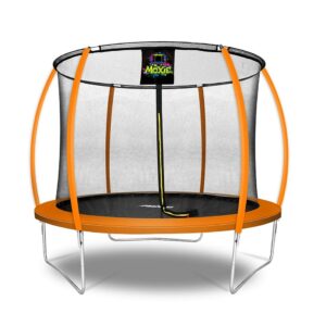 Machrus Moxie Pumpkin-Shaped Outdoor Trampoline Set with Premium Top-Ring Frame Safety Enclosure, 10 FT - Orange