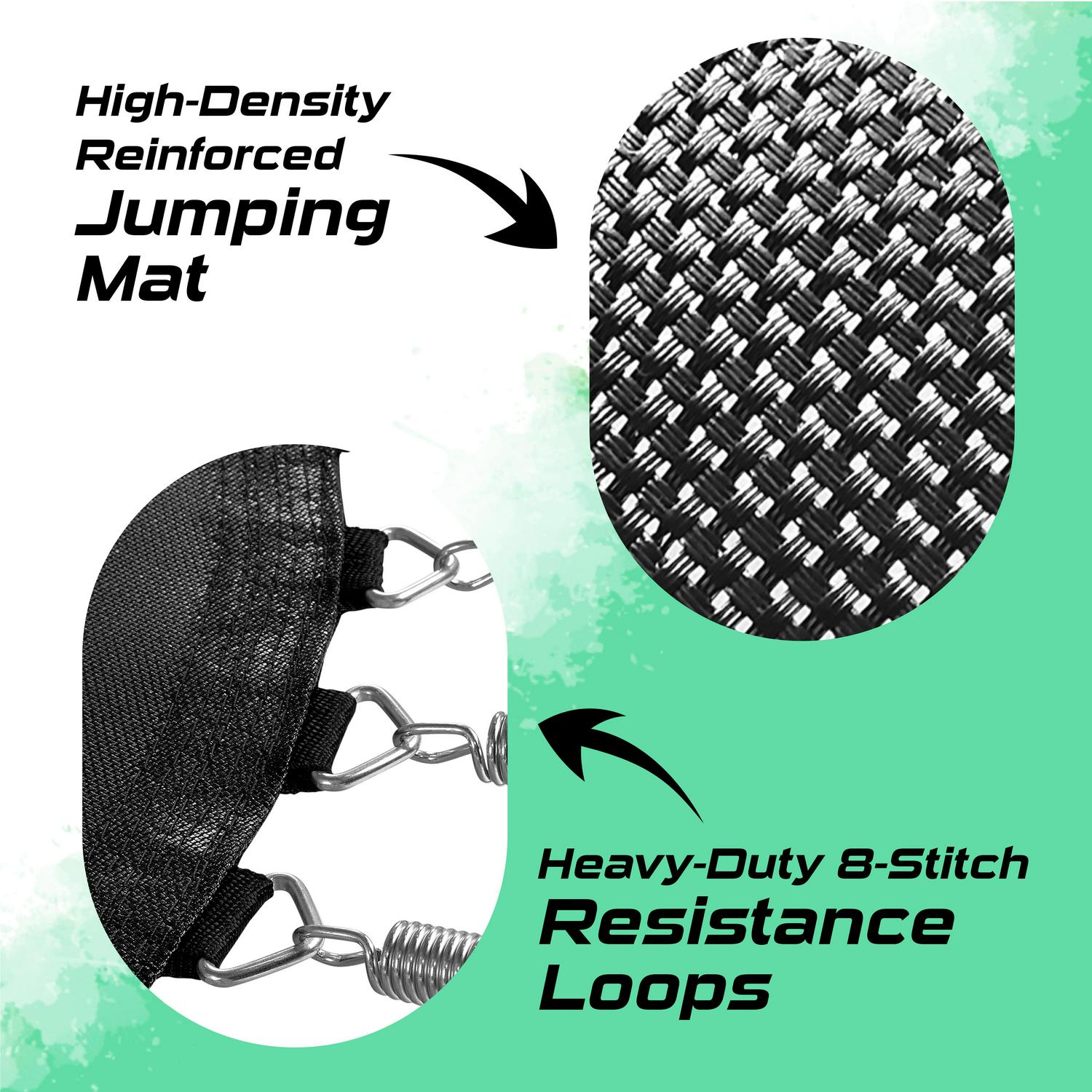 Machrus Moxie Pumpkin-Shaped Outdoor Trampoline Set with Premium Top-Ring Frame Safety Enclosure, 8 FT - Green Apple - Image 5