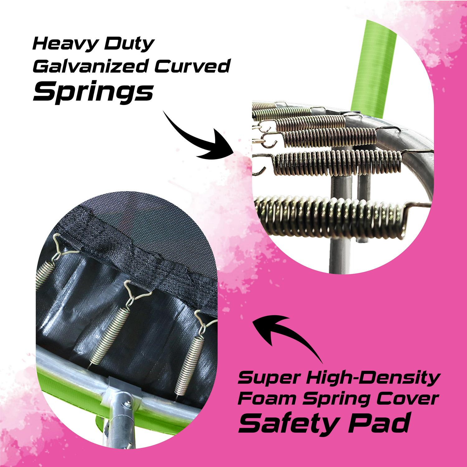 Machrus Moxie Pumpkin-Shaped Outdoor Trampoline Set with Premium Top-Ring Frame Safety Enclosure, 8 FT - Green Apple - Image 3