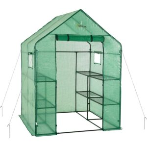 OGrow Deluxe 6’ x 4’ x 7’ Walk-In Greenhouse, Heavy-Duty Frame with Clear Cover