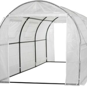 Machrus Ogrow Deluxe Walk-In Tunnel Greenhouse with White Cover – Large, Heavy Duty Greenhouse for Outdoors
