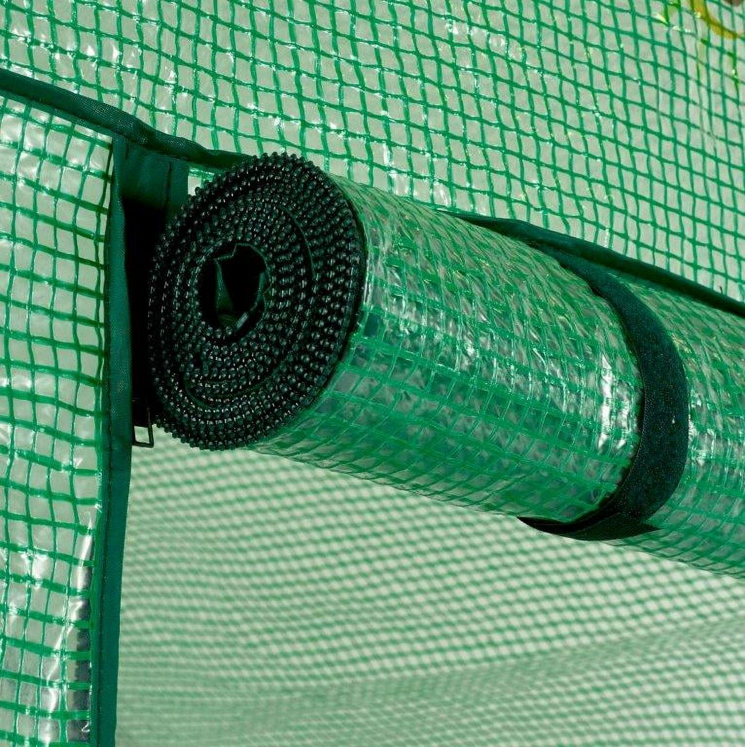 Machrus Ogrow Deluxe Walk-In Greenhouse with 2 Tiers and 12 Shelves - Green Cover - Image 4