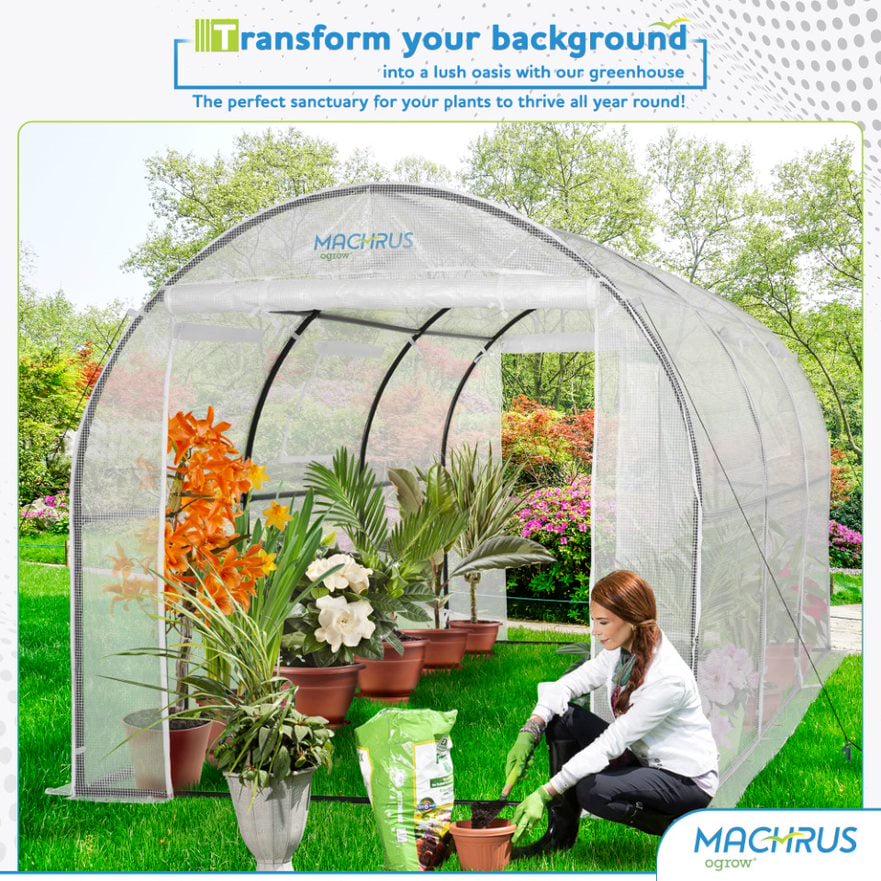 Machrus Ogrow Deluxe Walk-In Tunnel Greenhouse with White Cover – Large, Heavy Duty Greenhouse for Outdoors - Image 7