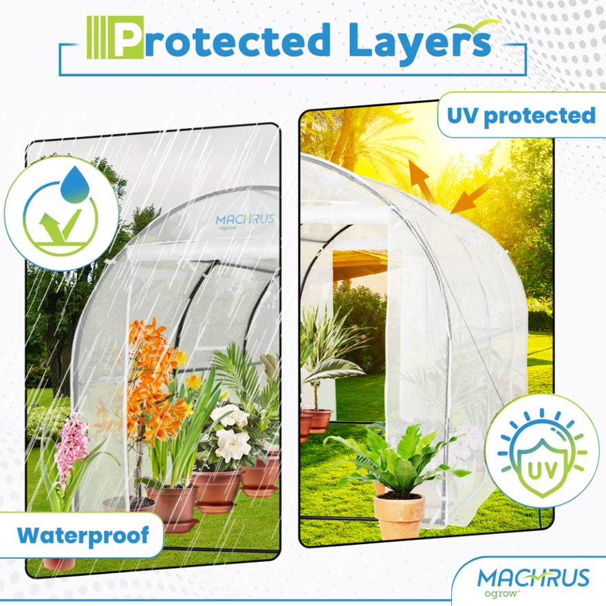 Machrus Ogrow Deluxe Walk-In Tunnel Greenhouse with White Cover – Large, Heavy Duty Greenhouse for Outdoors - Image 5