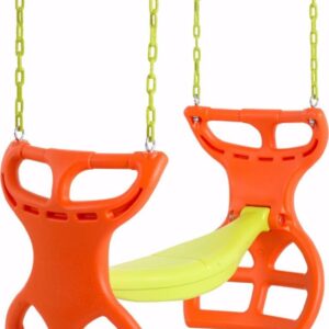 Machrus Swingan Two Seater Glider Swing with Vinyl Coated Chain - Hardware For Installation Included - Orange/Yellow