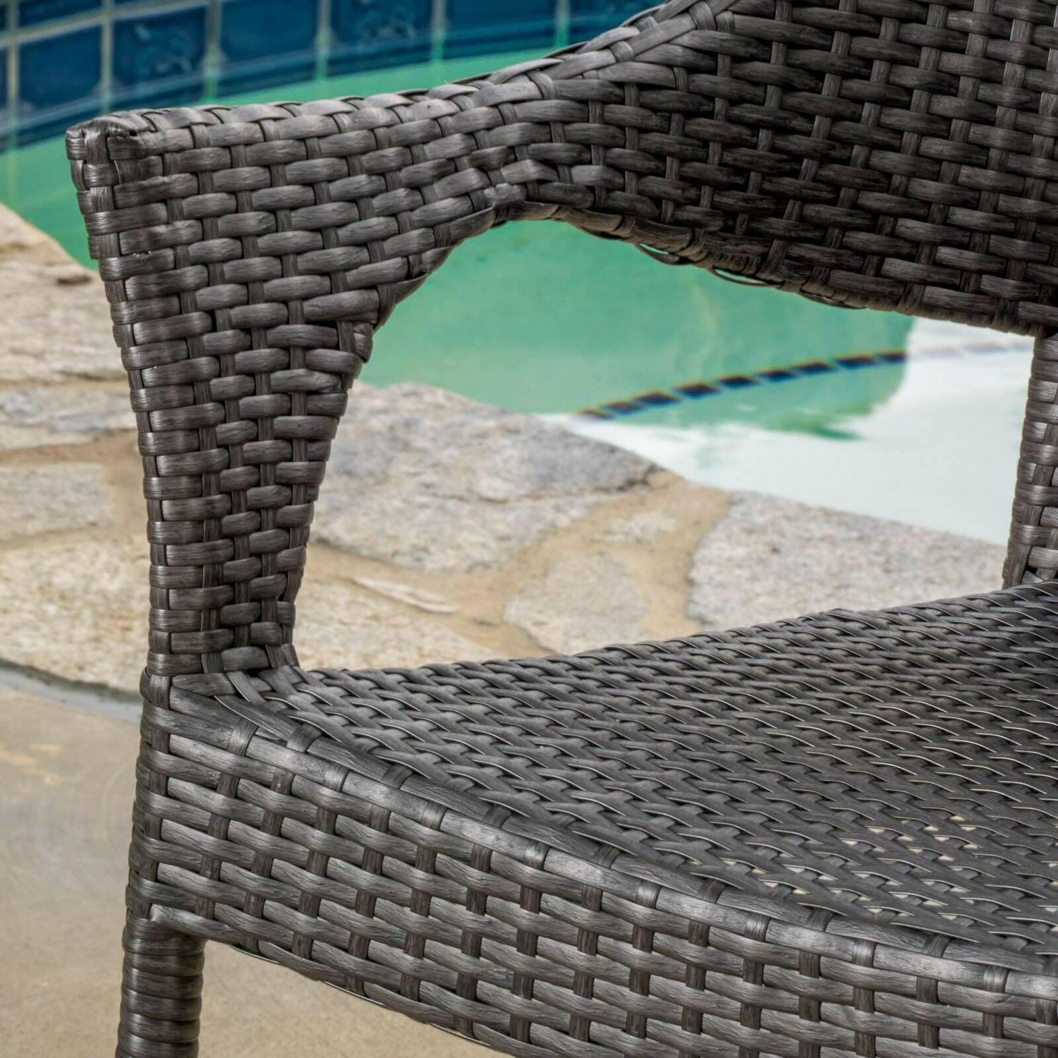 Alameda Outdoor Grey Wicker Chairs (Set of 2) - Image 3