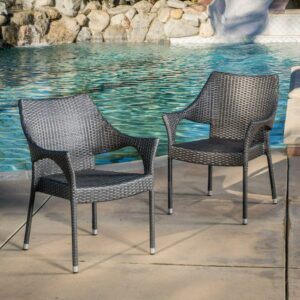 Alameda Outdoor Grey Wicker Chairs (Set of 2)
