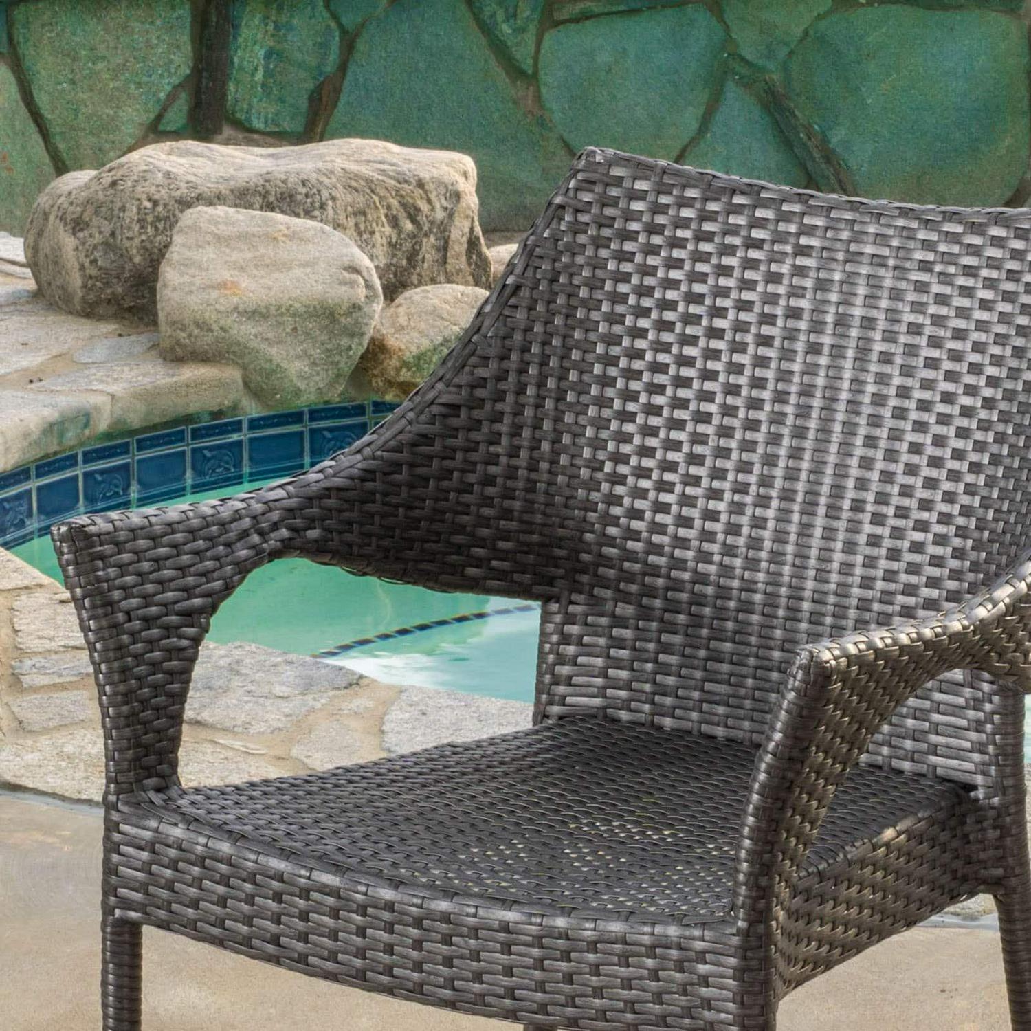 Alameda Outdoor Grey Wicker Chairs (Set of 2) - Image 2