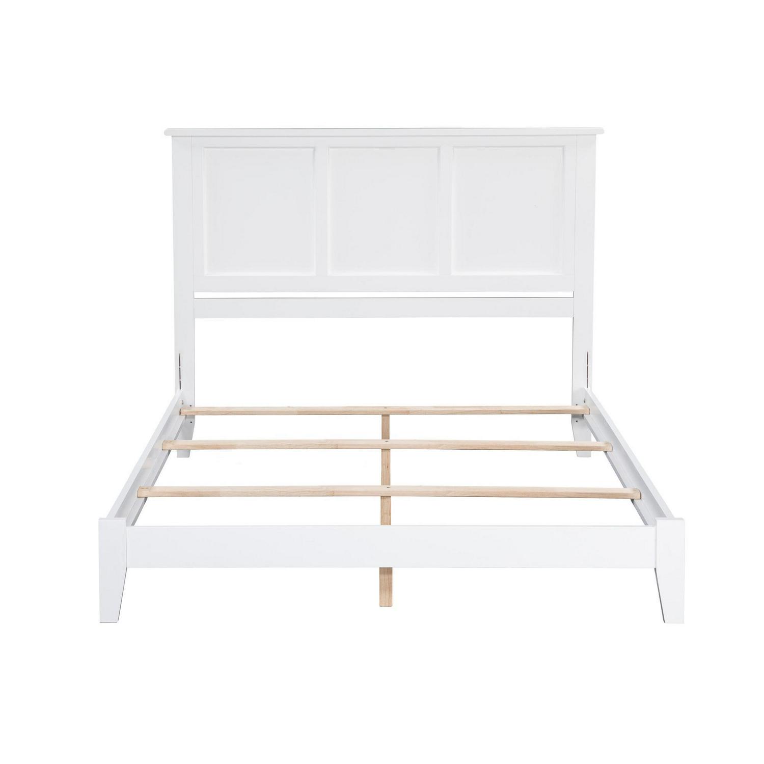 AFI Madison Queen Solid Wood Foundation Bed with Panel Headboard, White - Image 2