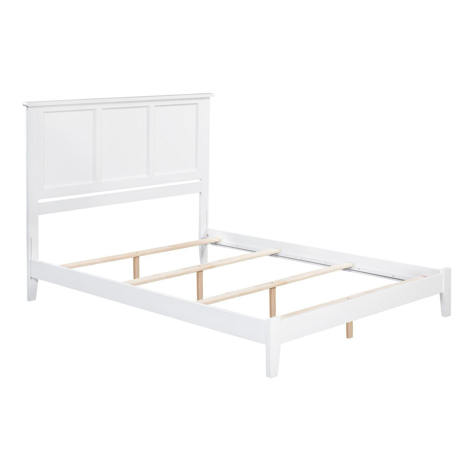AFI Madison Queen Solid Wood Foundation Bed with Panel Headboard, White - Image 4