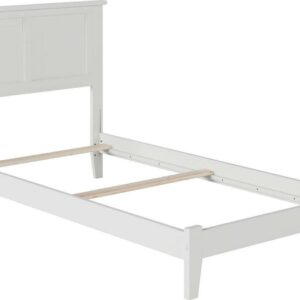 AFI Madison Twin Solid Wood Foundation Bed with Panel Headboard, White
