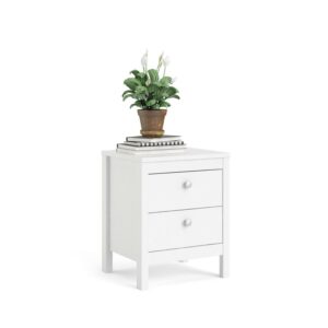 Tvilum Madrid 2 Drawer Bedroom Nightstand for Adults, White