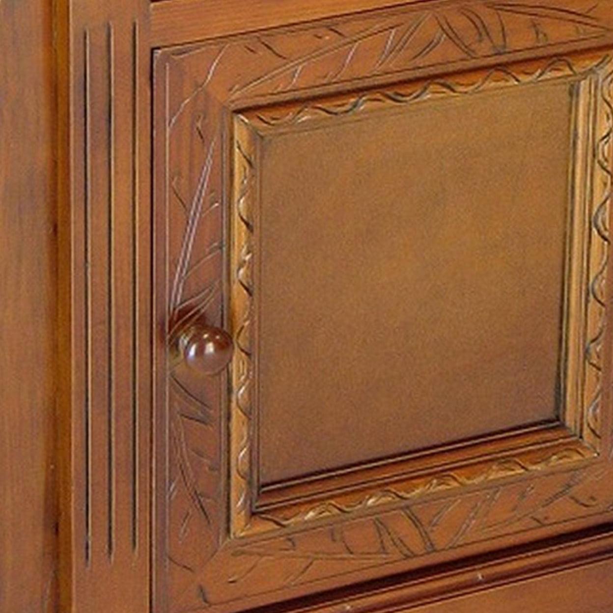 Magazine Cabinet with 1 Door Cabinet and Rods, Brown- Saltoro Sherpi - Image 4