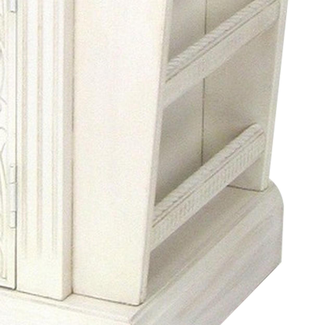 Magazine Cabinet with 1 Door Cabinet and Rods, White- Saltoro Sherpi - Image 4