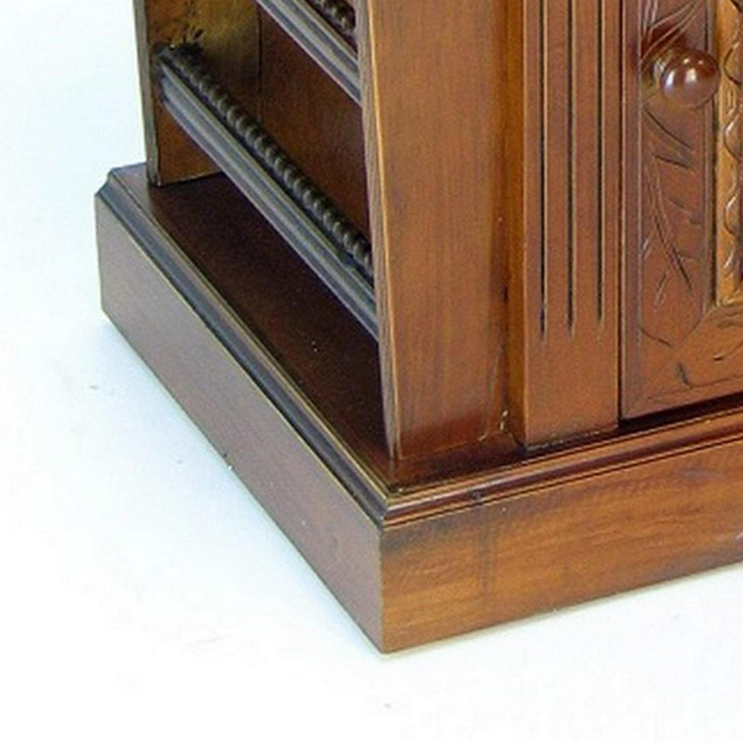 Magazine Cabinet with 1 Door Cabinet and Rods, Brown- Saltoro Sherpi - Image 3