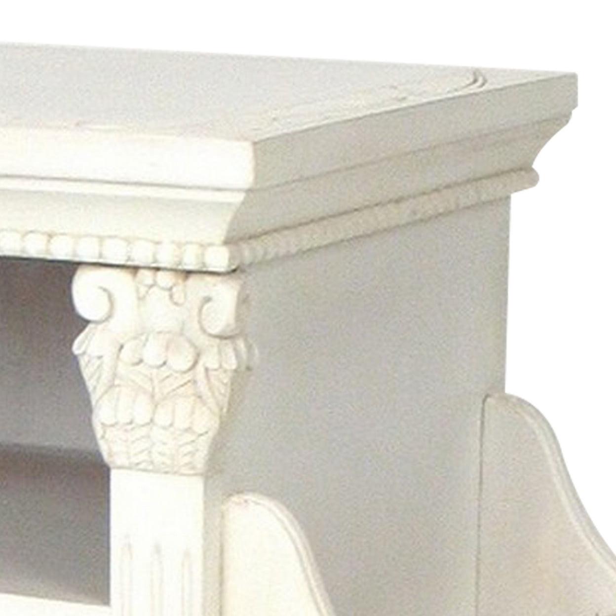 Magazine Cabinet with 1 Door Cabinet and Rods, White- Saltoro Sherpi - Image 3