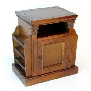 Magazine Cabinet with 1 Door Cabinet and Rods, Brown- Saltoro Sherpi