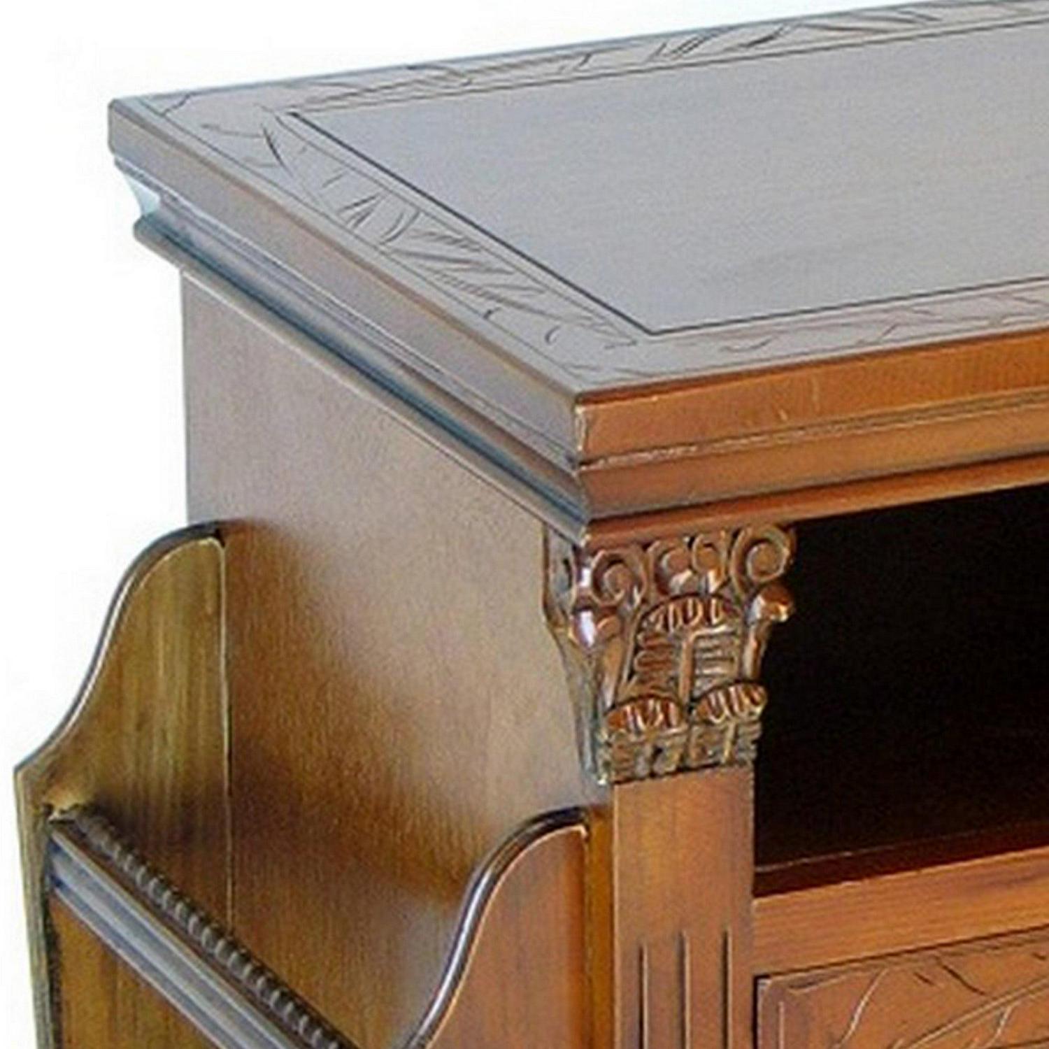 Magazine Cabinet with 1 Door Cabinet and Rods, Brown- Saltoro Sherpi - Image 2