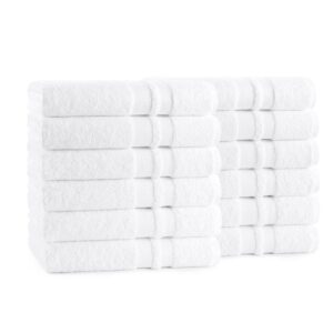 Arkwright Magellan 27x54 Bath Towels (Pack of 12), Soft Ring Spun Cotton, White