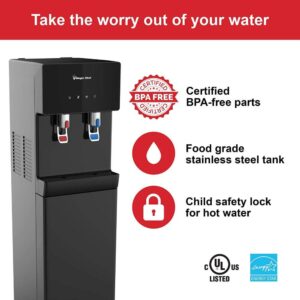 Magic Chef Bottom Loading Water Dispenser, Hot and Cold Water with Child Safety Lock and Certified BPA-Free Parts - Black