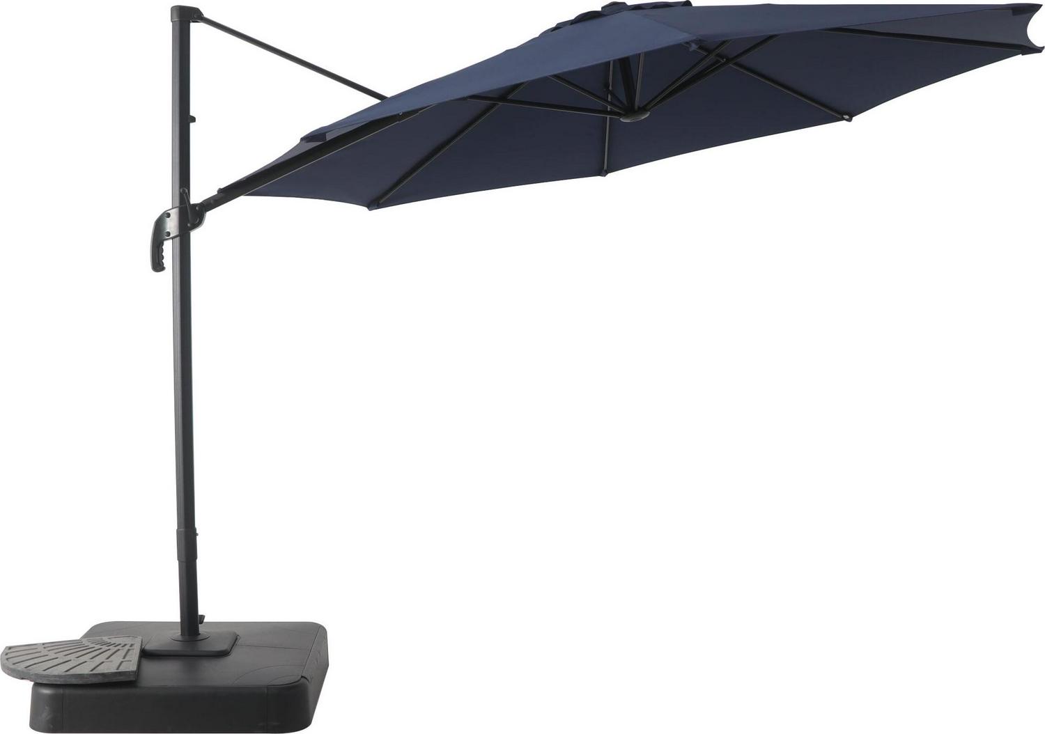 Mainstays 10’ Navy Blue Octagon Outdoor Tilting Cantilever Offset Patio Umbrella with Weighted Base and 360 Degree Rotation - Image 2