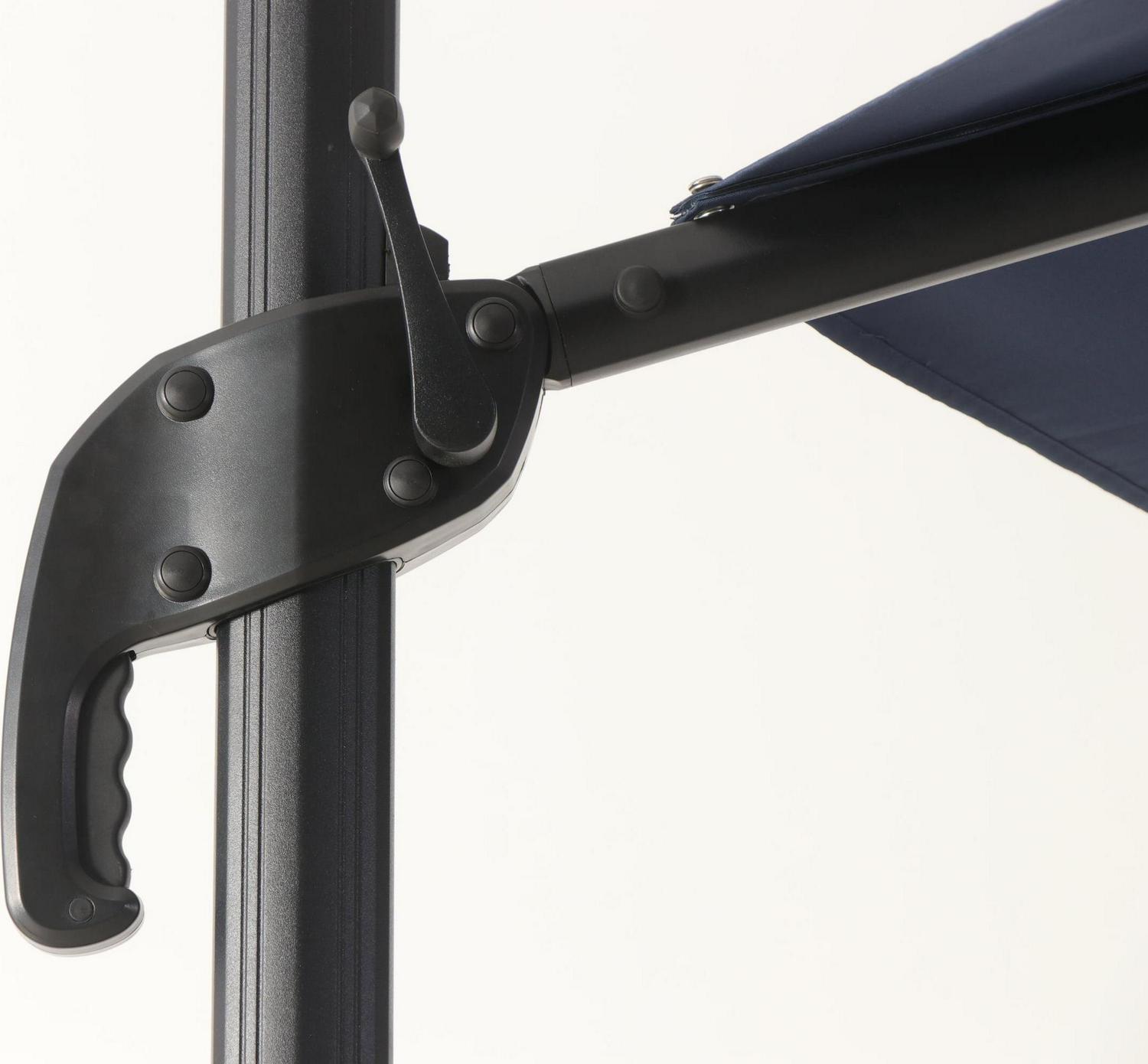Mainstays 10’ Navy Blue Octagon Outdoor Tilting Cantilever Offset Patio Umbrella with Weighted Base and 360 Degree Rotation - Image 3