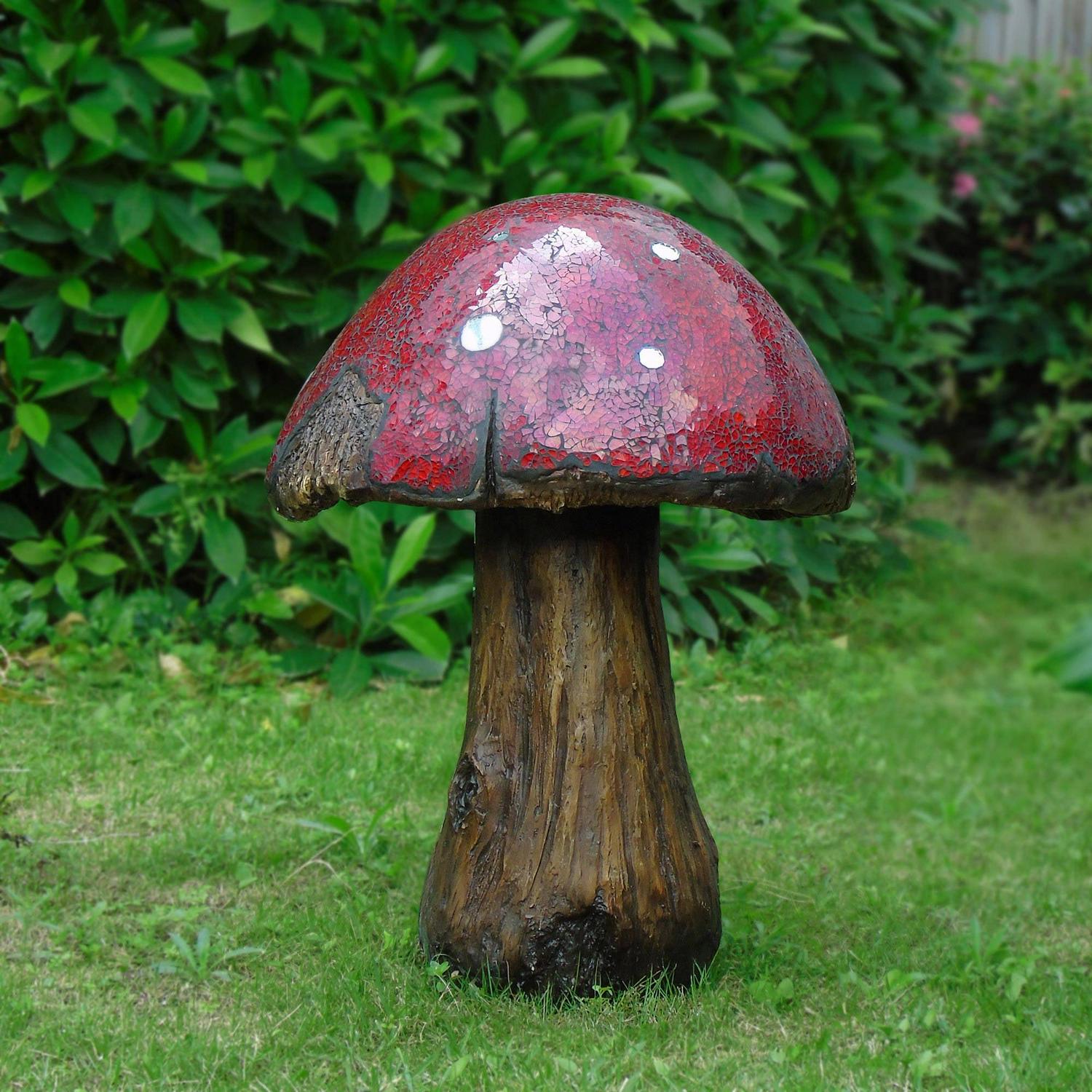 Mainstays 2 Foot Mosaic Glass Mushroom Outdoor Statuary, 20.9 pounds