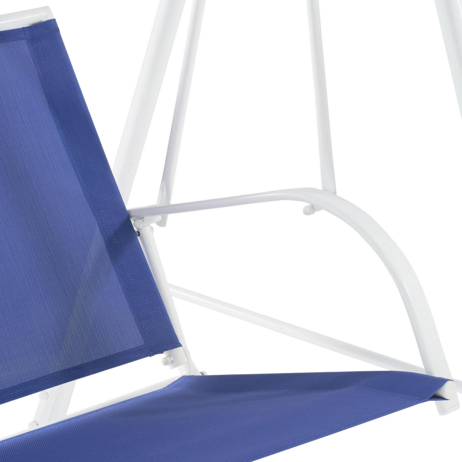 Mainstays Albany Lane 2-Seat Steel Canopy Porch Swing, White/Blue - Image 6