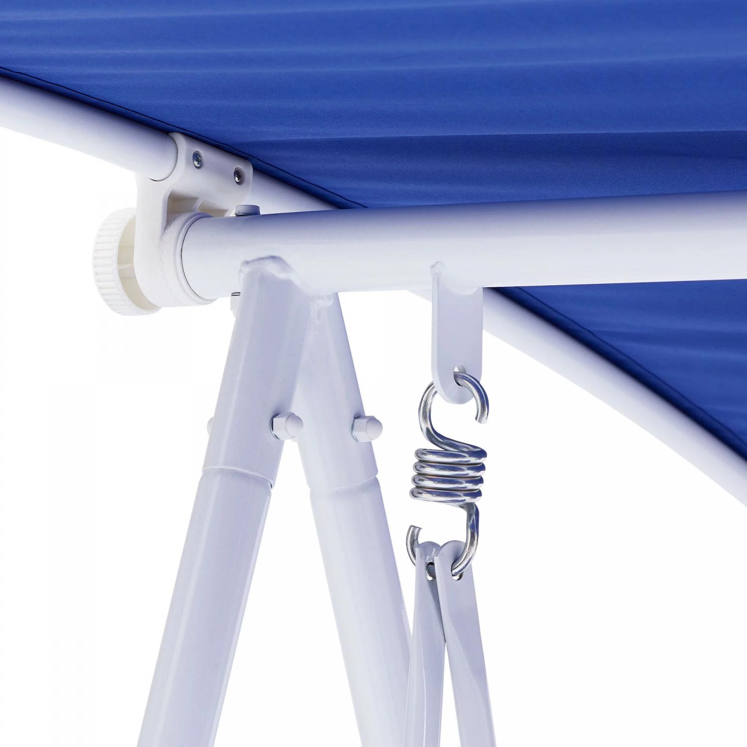 Mainstays Albany Lane 2-Seat Steel Canopy Porch Swing, White/Blue - Image 5