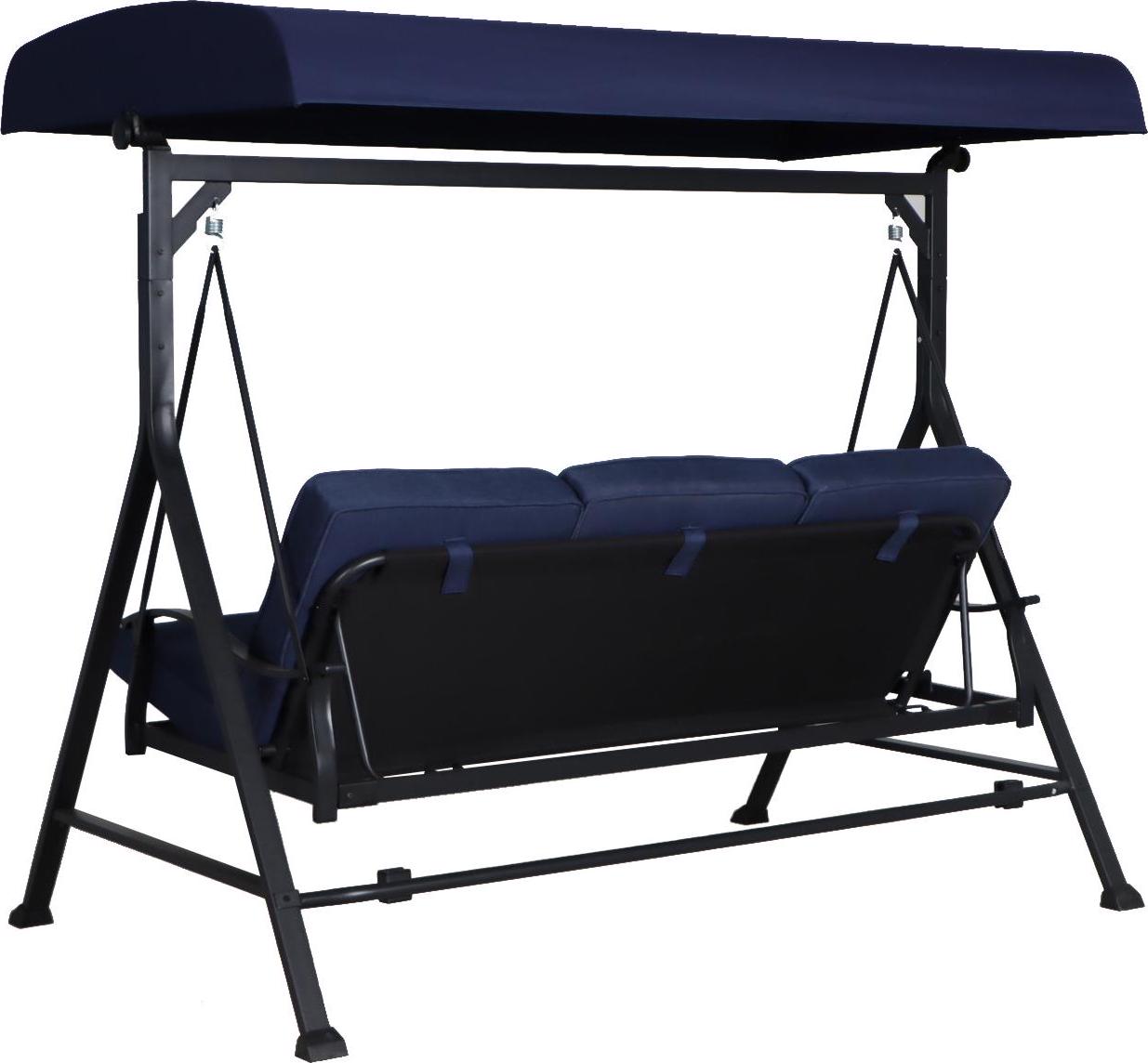 Mainstays Belden Park 3 Person Seated Daybed Outdoor Porch Swing with Canopy- Blue - Image 7