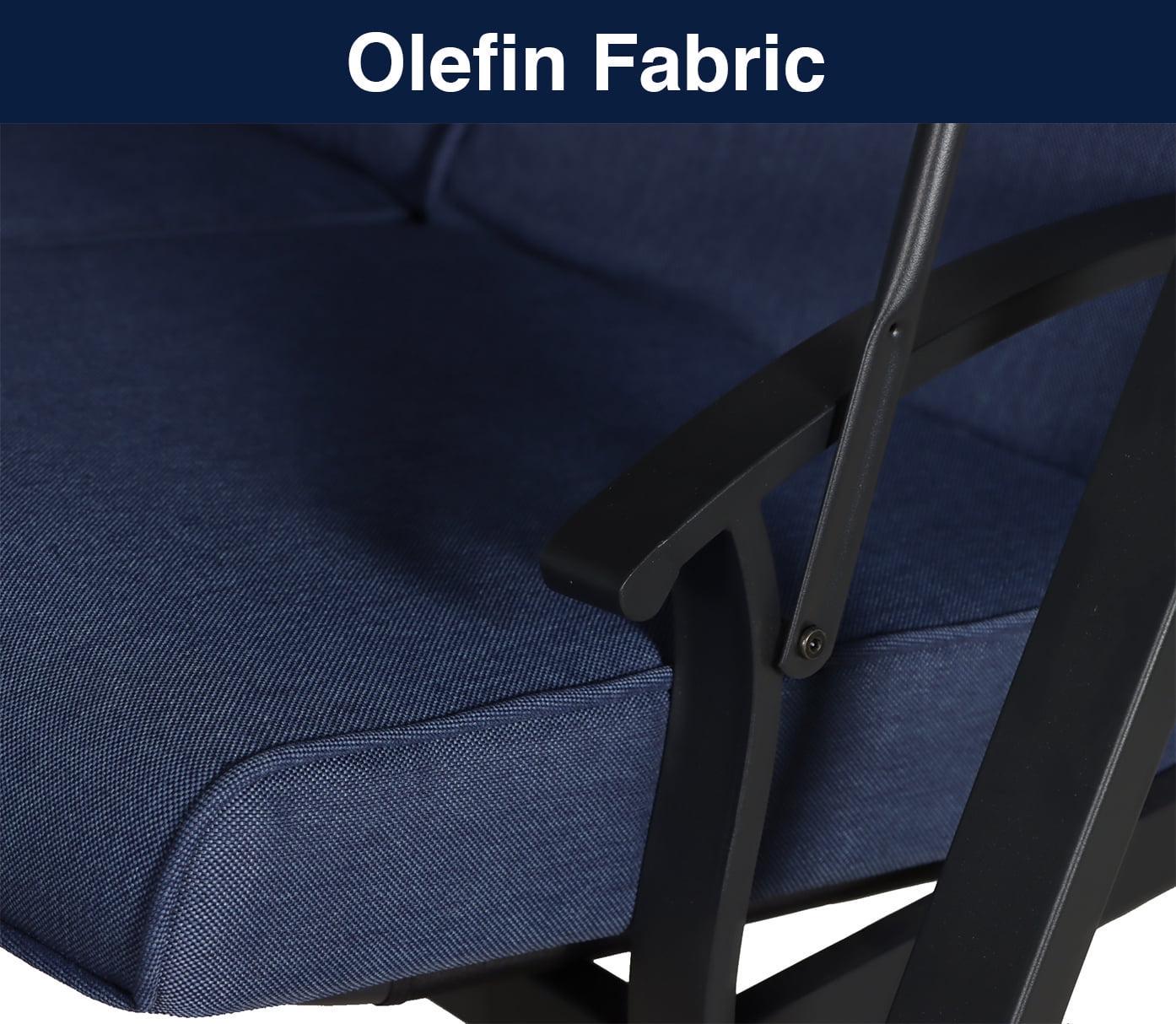 Mainstays Belden Park 3 Person Seated Daybed Outdoor Porch Swing with Canopy- Blue - Image 6