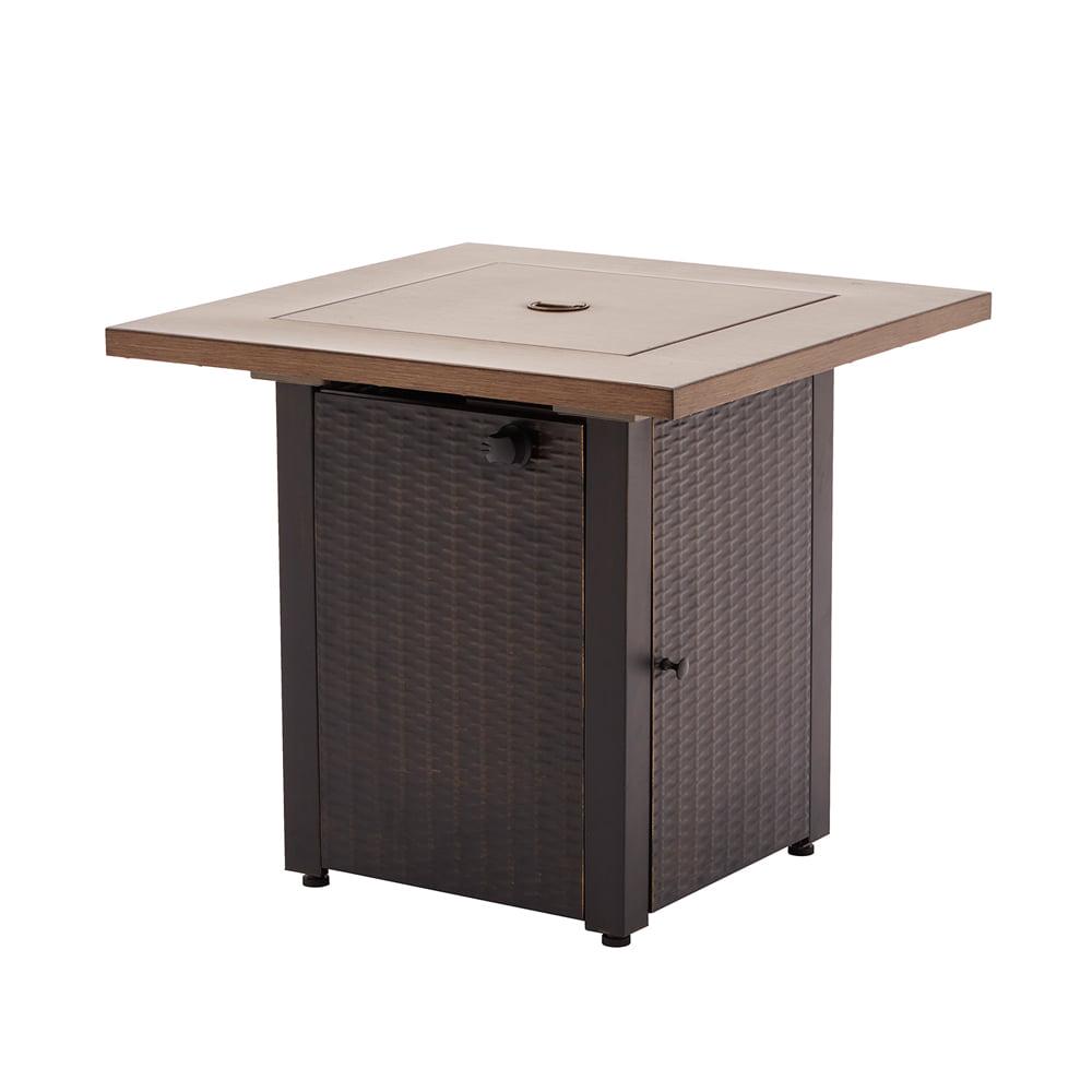 Mainstays Laurel 28" Square 48,000 BTU Propane Gas Fire Pit Table with Lava Rocks and Metal Lid - Image 2